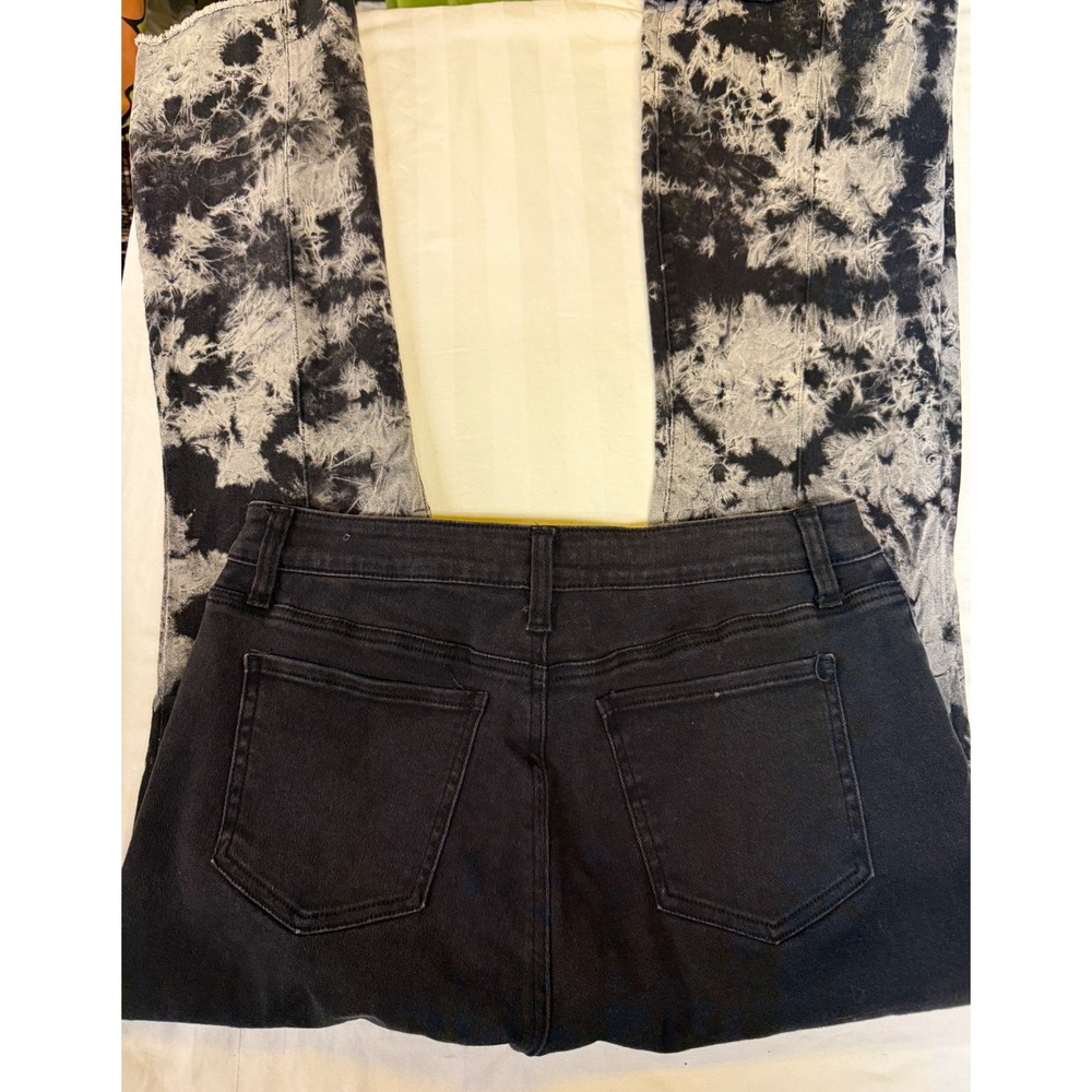 Y2K Grunge Hydraulic Jeans Murray Flare Black White Acid Wash Tie Dye Raw Hem 12 - Picture 9 of 9